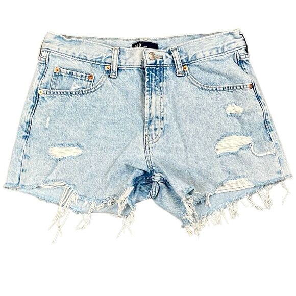 Gap Denim Distressed Cut Off Jean Stride Shorts 6 - Picture 1 of 6